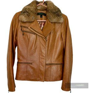 Leather Jacket with removable Fur collar